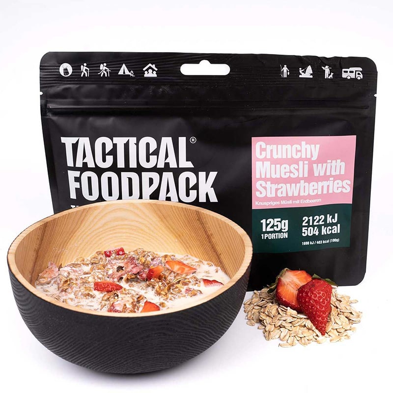 Muesli fraises lyophilisé Tactical Foodpack militaire survivalisme outdoor trekking