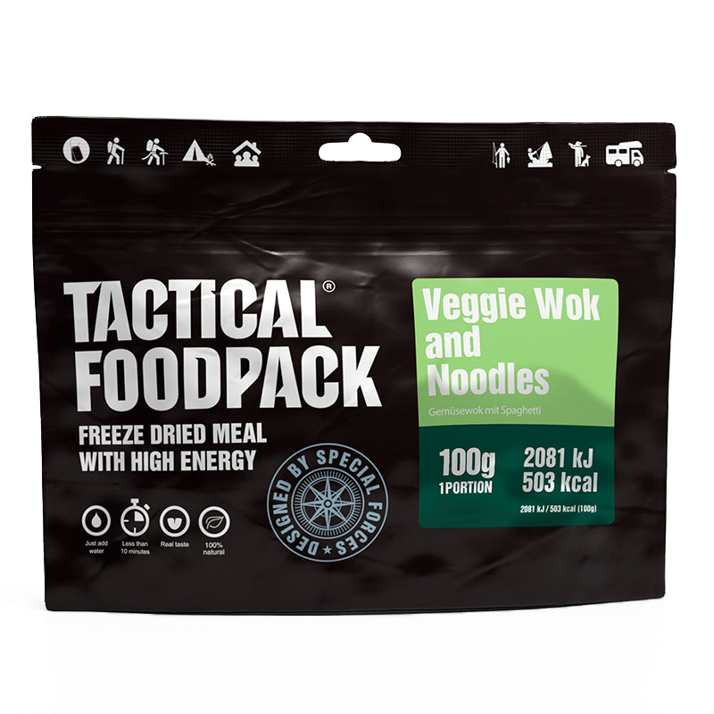 Plat lyophilisé sachet ration de survie Tactical Foodpack Wok de légumes et nouilles végétarien et végétalien