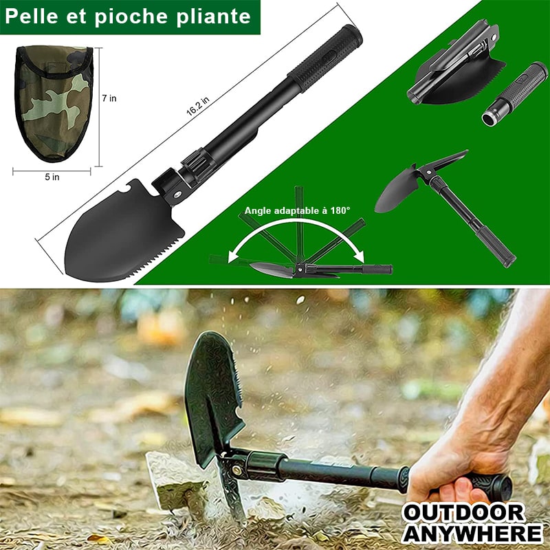 Kit de survie ultra complet pelle pliante
